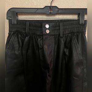 Black leather joggers